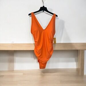 Target Orange One Piece Swimsuit Ruched Adjustable Straps Size‎ 22W